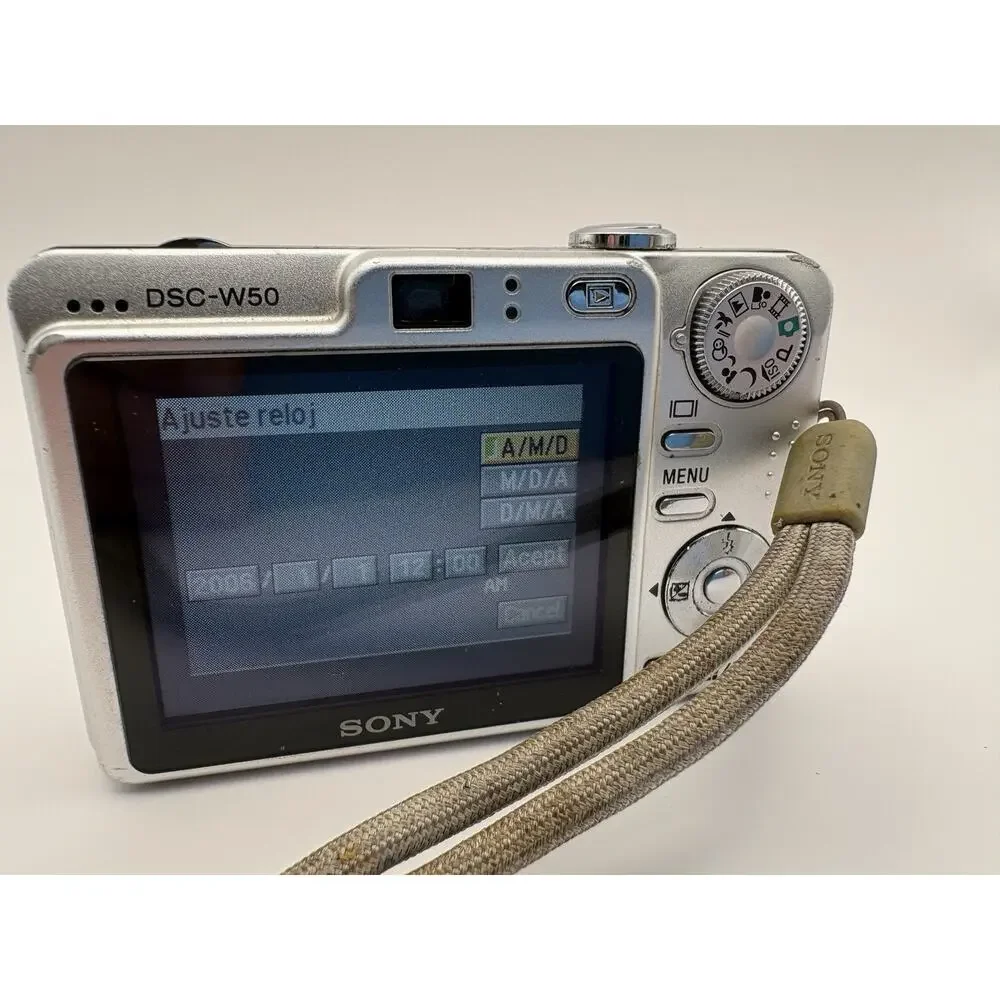 Sony Cyber-shot DSC W50 6.0MP Silver Digital Camera Bundle For Parts Not Working